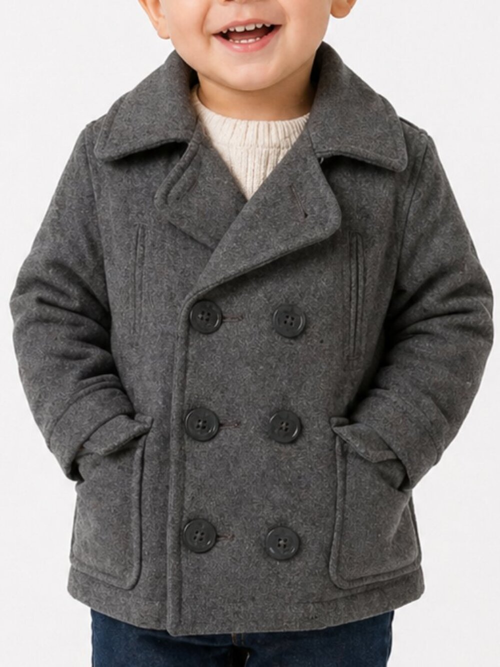 BABY GAP Gray Wool Double Breasted Pea Coat 18-24 Mos